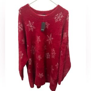 Torrid Eyelash Lurex Crew Neck Pullover Sweater Snowflake Size 3X Holiday